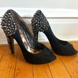 Sam Edelman - black peep-toe spike/studded stilettos